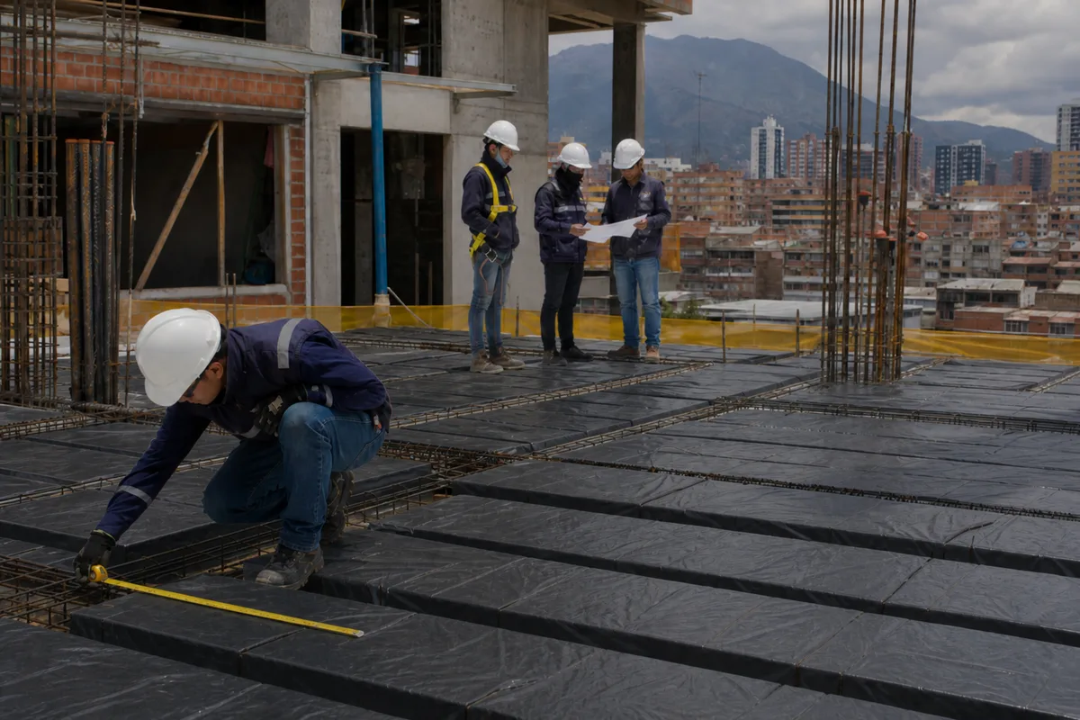 Control de medidas durante una instalación de Icopor en obra